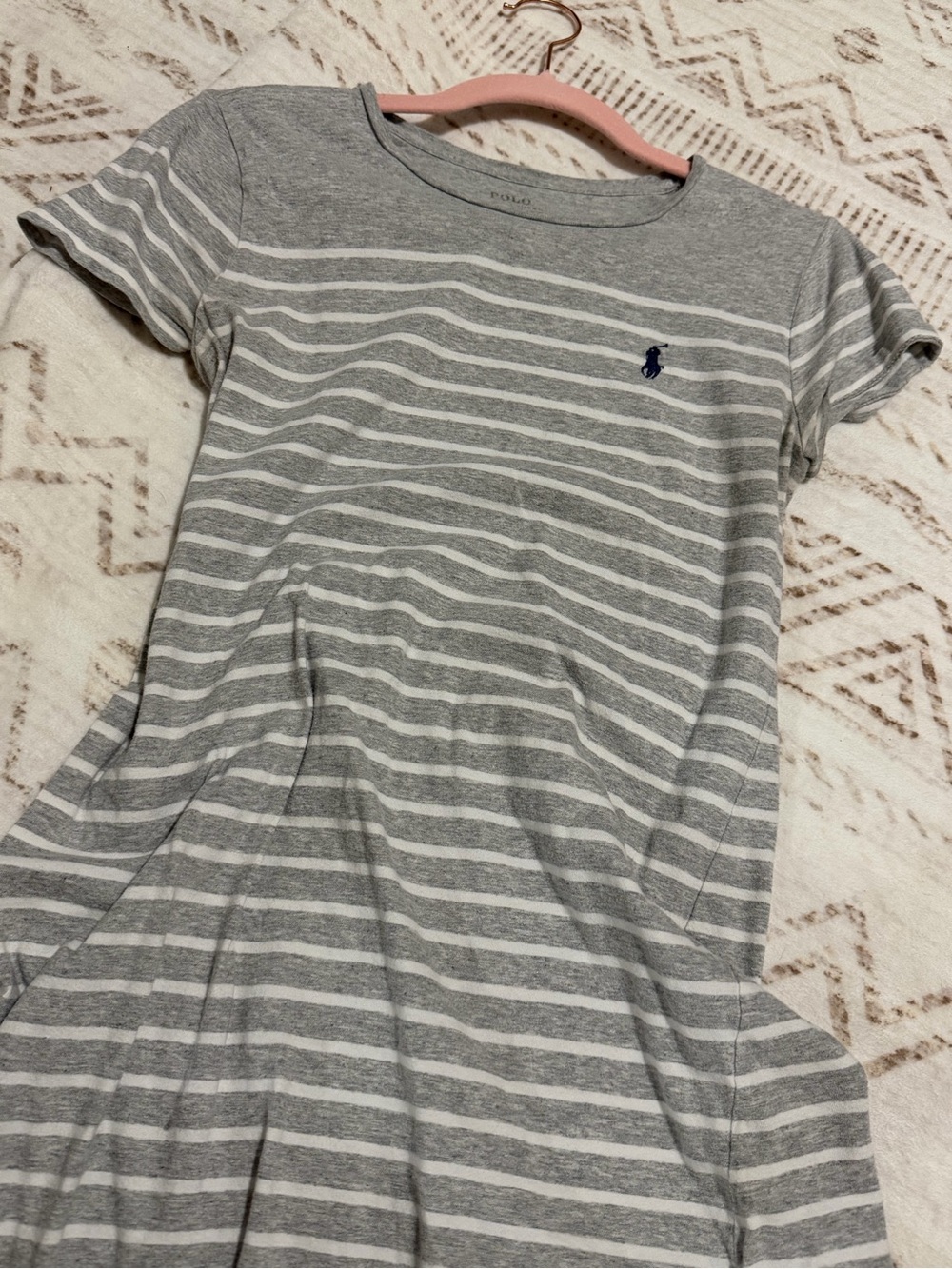 Polo by Ralph Lauren Gray & White Striped Mini Dress